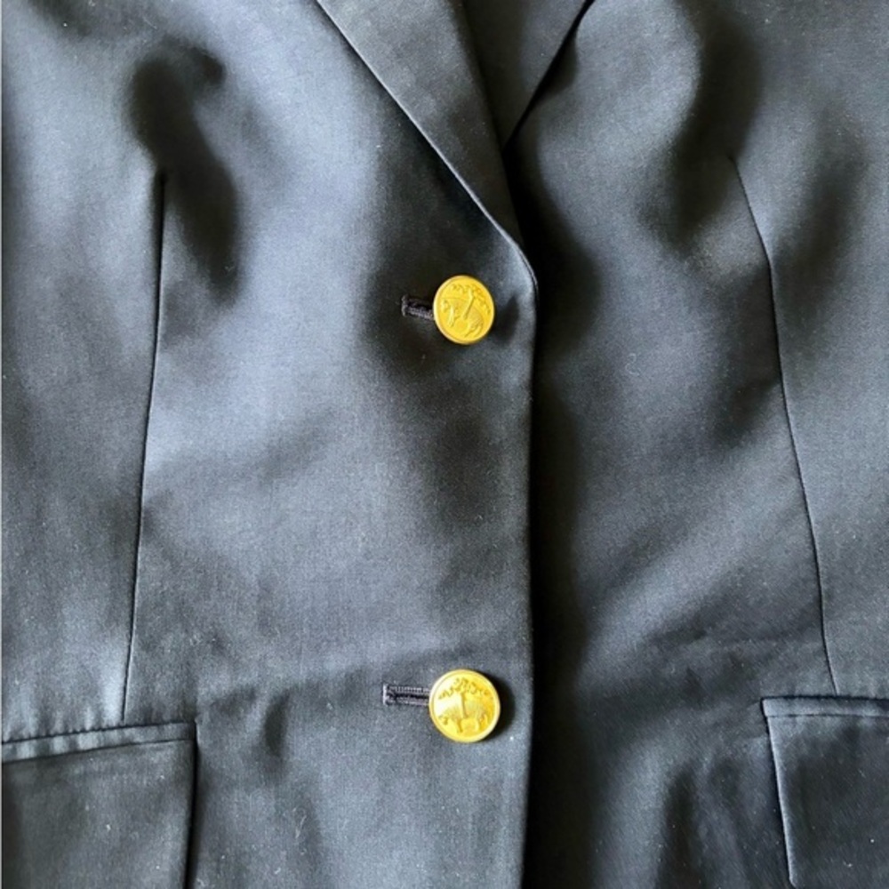 Brooks Brothers Classic Fit Black Lined Blazer with Gold Buttons - Size 10
